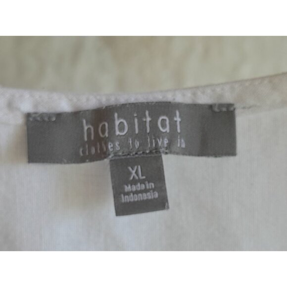Habitat Size XL Linen Blend Coquette Minimalist Vacation Summer Blouse White - Picture 4 of 7